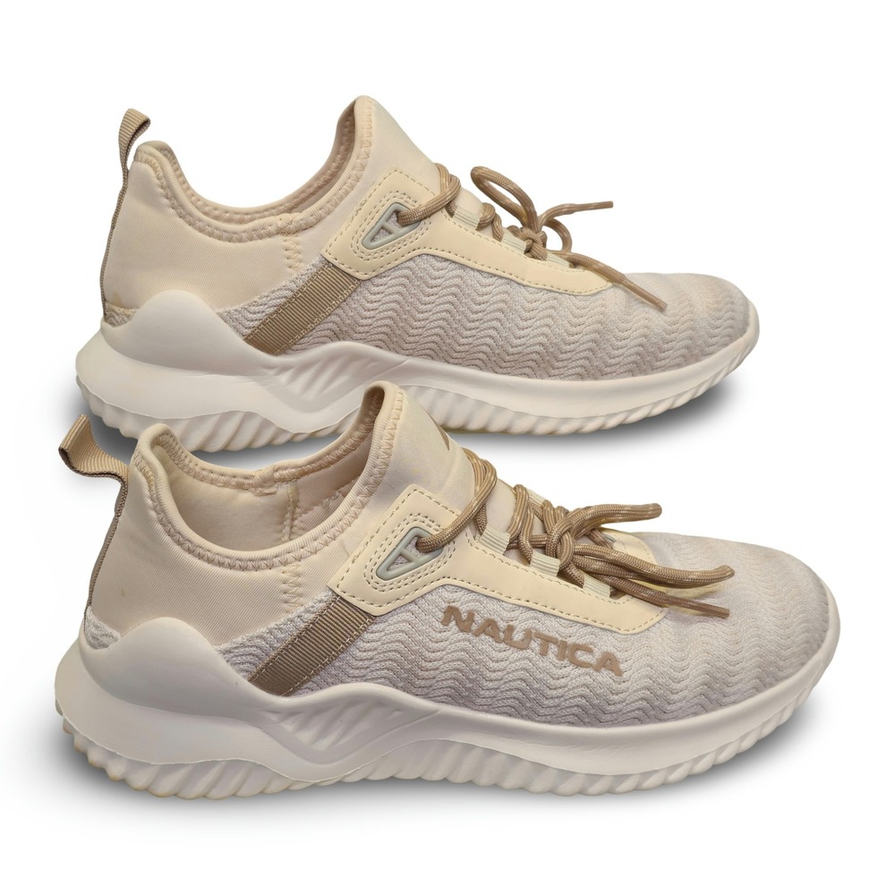 Nautica Danville Sneakers Women Size 8 Beige Good Low Top Lace Up Athletic Shoes